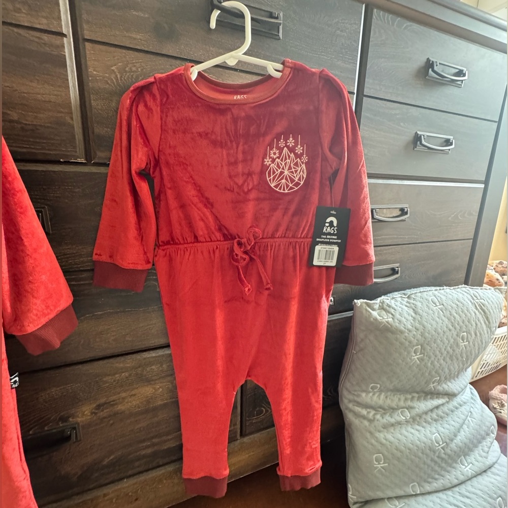 RAGS velour cranberry Christmas 2T